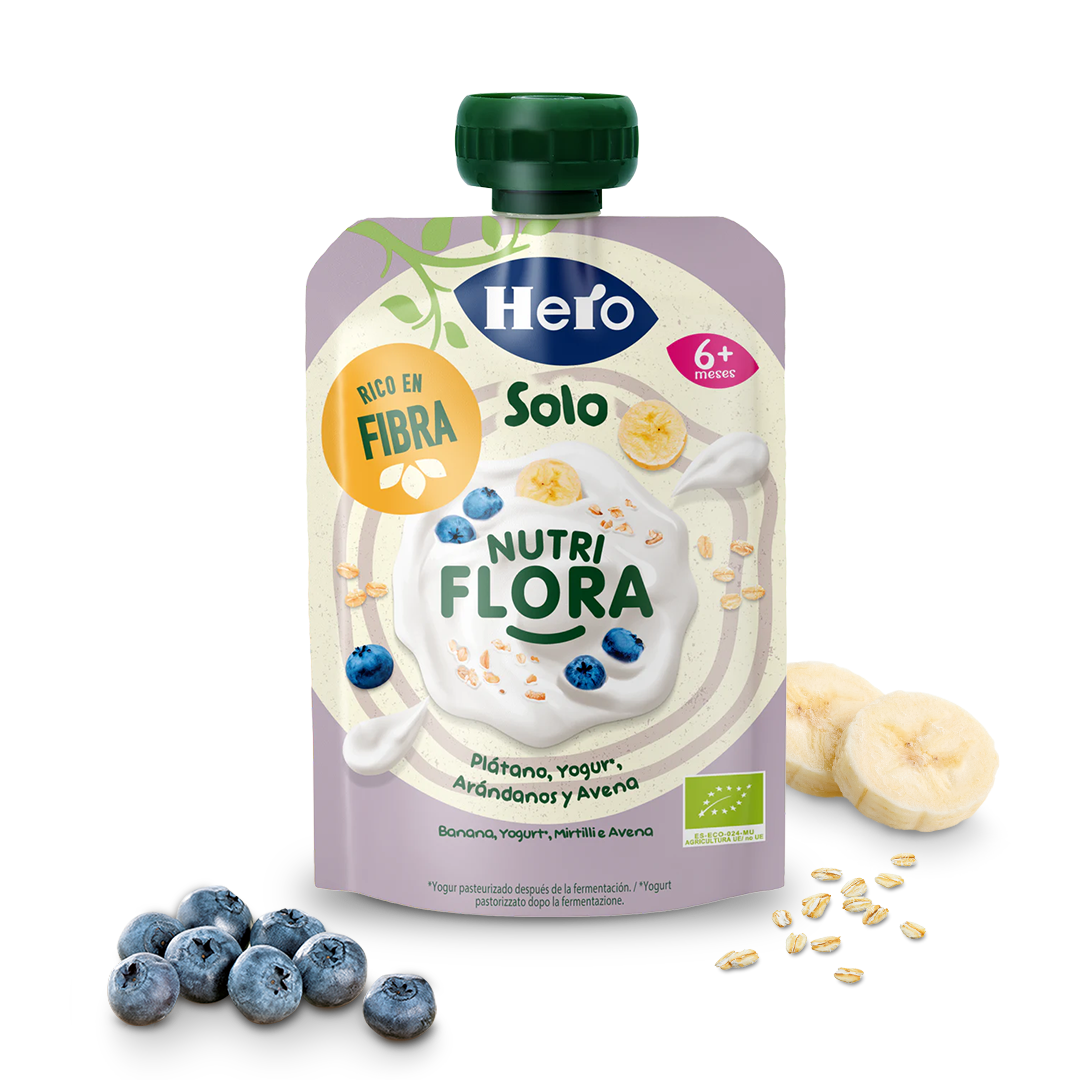 Bolsita Eco Hero Solo Nutriflora plátano yogur arándanos y avena